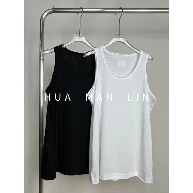 【花满林】两色U领卷边净版百搭打底背心上衣35021