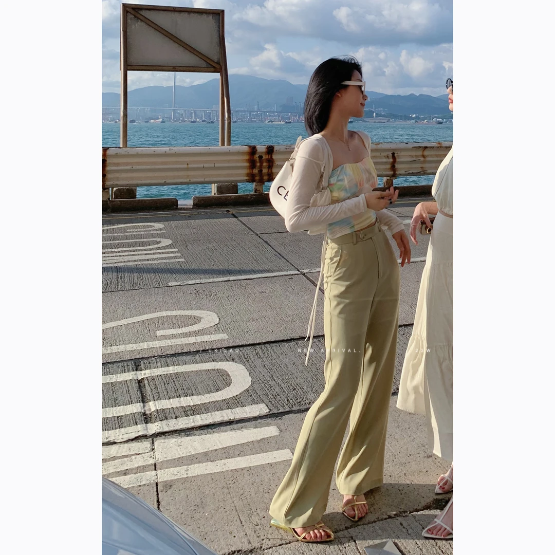 【现货】UKILAU满分裤型 高腰直筒垂感纯色西装裤女夏季薄款百