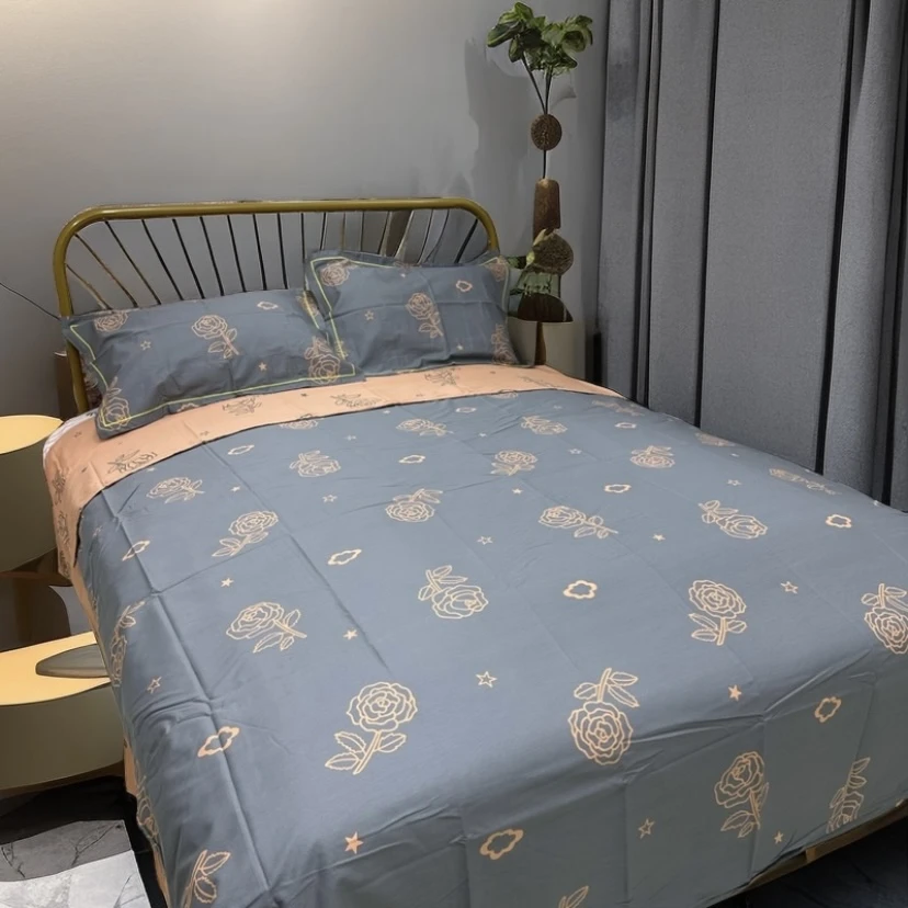 【A013玫瑰花】微瑕被套100棉全棉被罩单件精梳单人印花加厚绿色