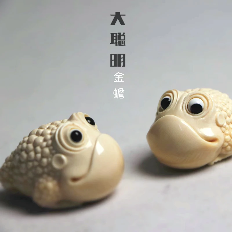 和顺斋雅藏猛犸金蟾摆件猛犸象牙金蟾手把件大聪明手工原创冰料