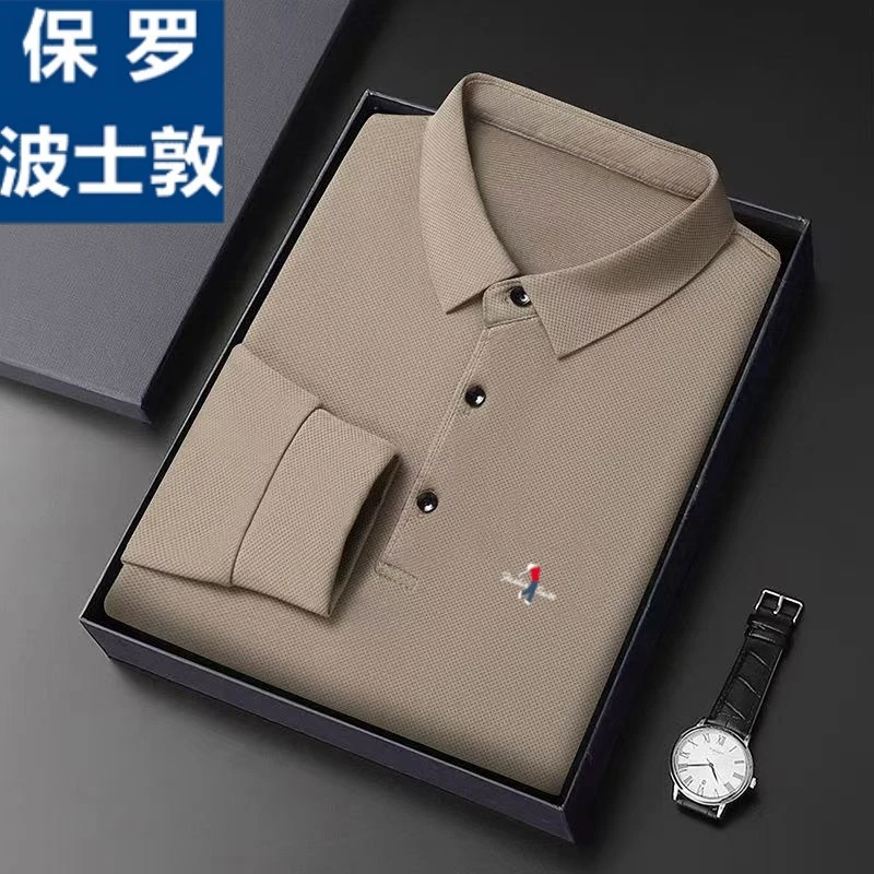 保罗品牌新款男士高档长袖秋季新款帅气商务翻领POLO男士高档t恤