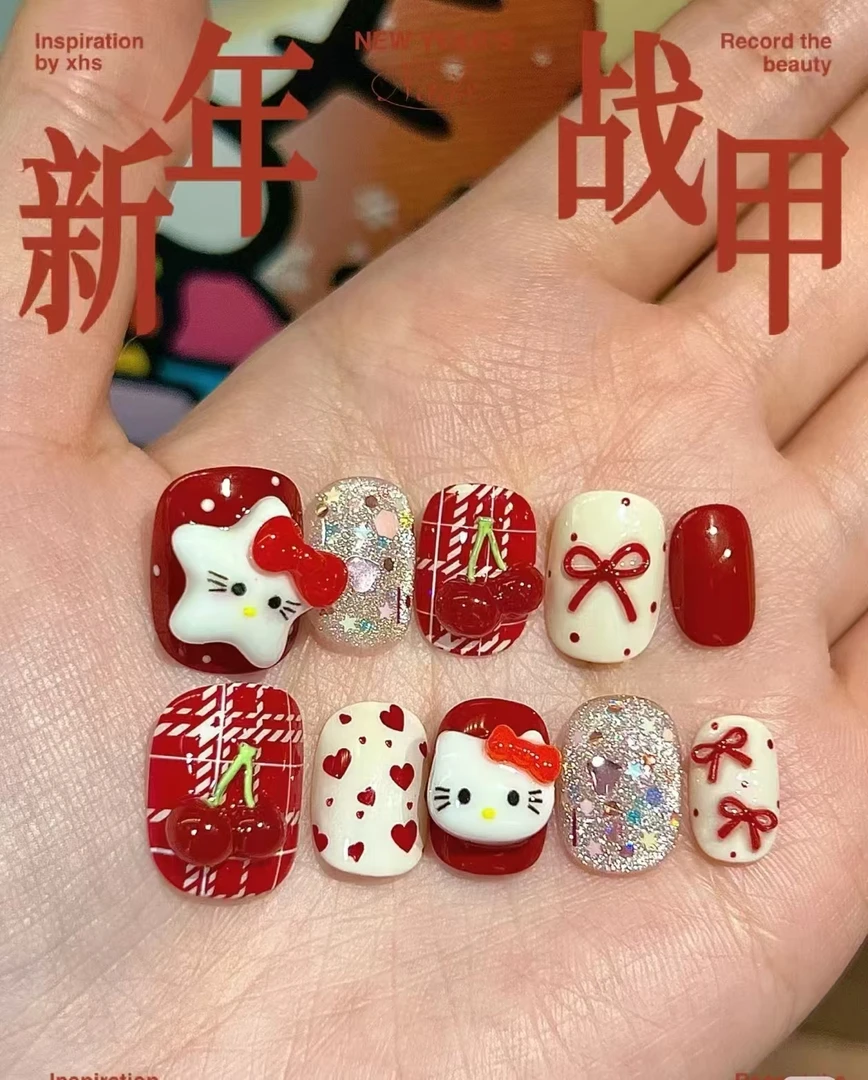 【新年红色系饰品大合集】美甲迷你ins工艺可爱爆款树脂蝴蝶结