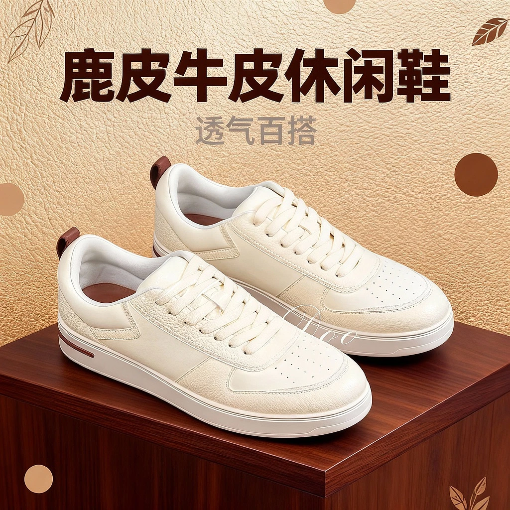BLANDOO “高端鹿皮” LP男士百搭舒适透气撞色休闲鞋8BD056