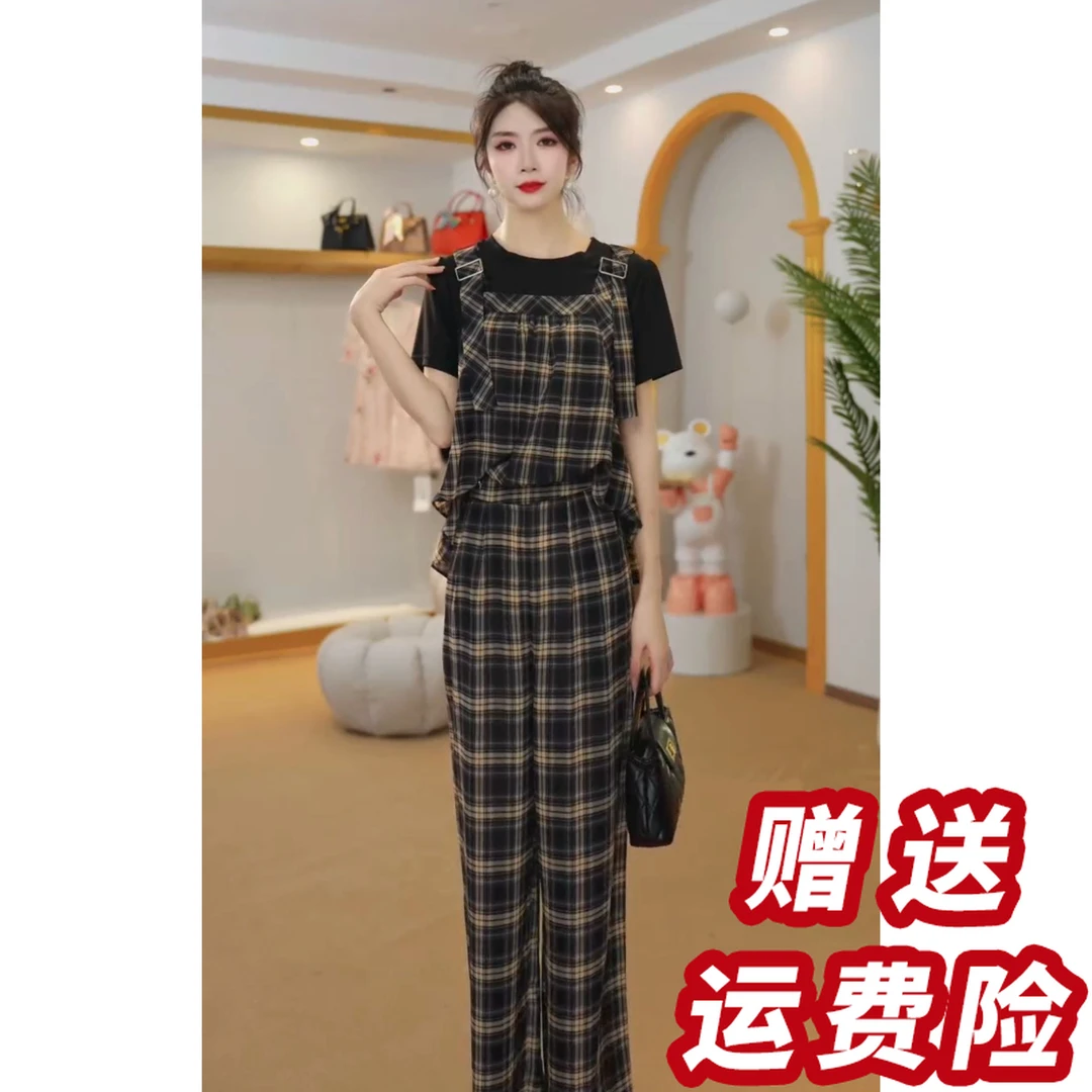 【赠送运费险】套装女2025夏季新款短袖上衣阔腿裤两件套潮D5035