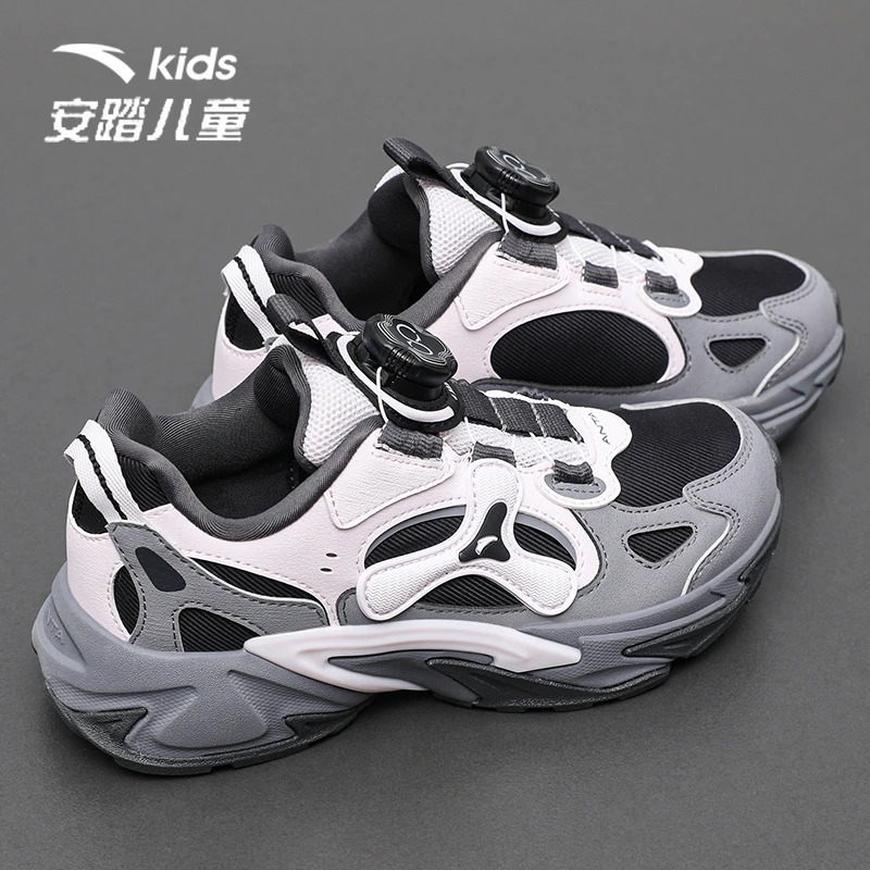 安踏星辰儿童女大童休闲鞋2025冬季款舒适防滑耐磨中大童旋钮童鞋