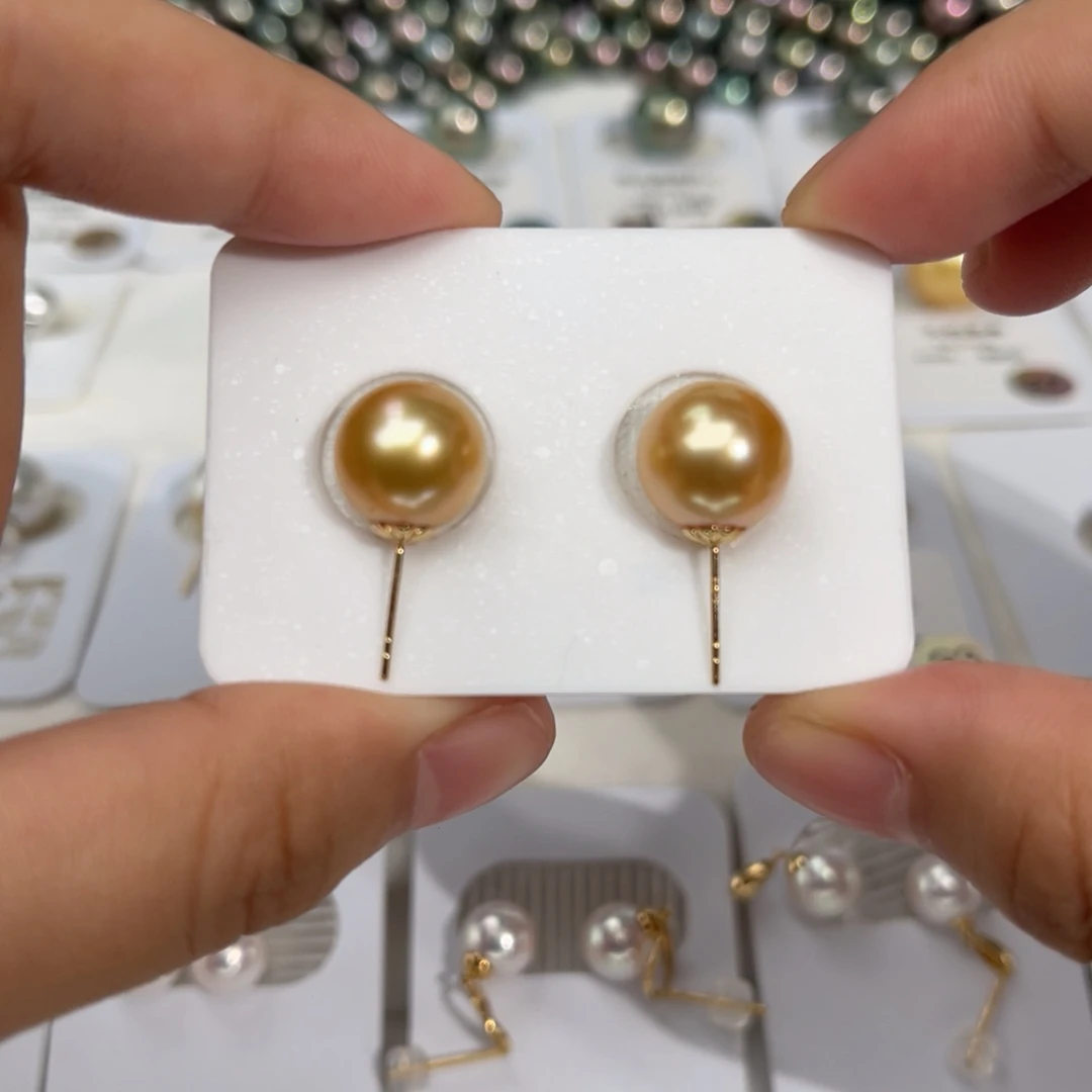 南洋金珠18K金镶嵌海水珍珠浓金10-10.5mm