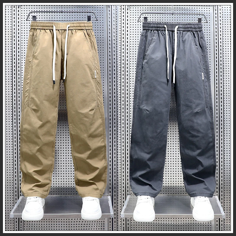 男士休闲裤2025夏季薄款纯棉直筒长裤美式高街宽松百搭裤子男潮流