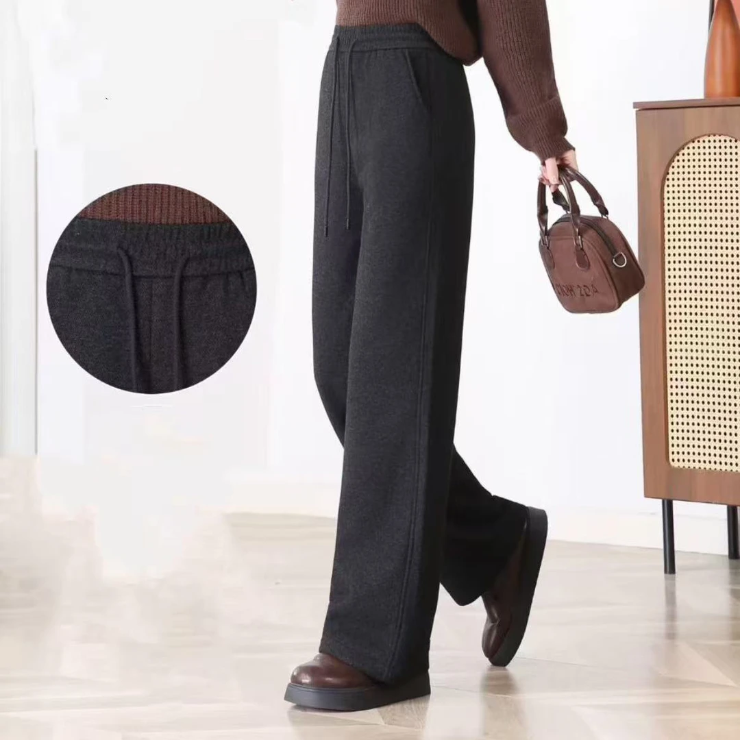 【羊毛糯米裤】秋冬加厚呢子休闲裤~宽松垂坠糯感百搭显瘦直筒裤