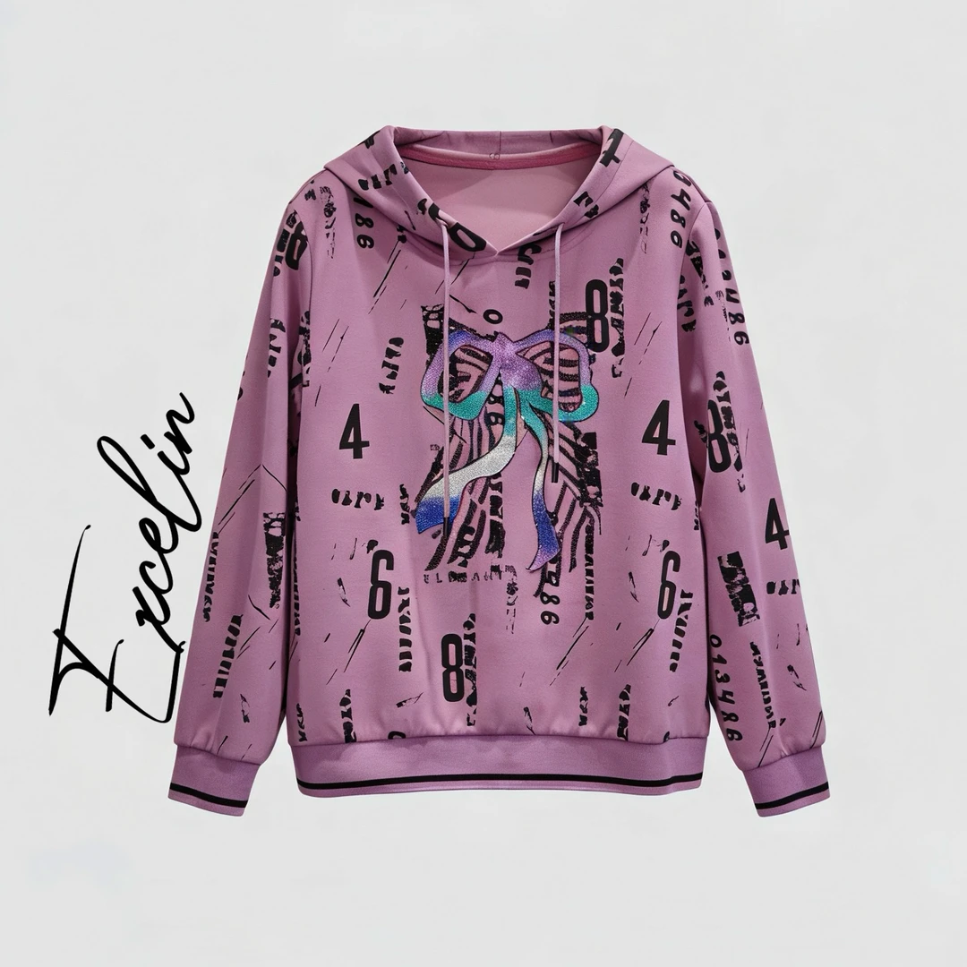断码孤品EXC903芋紫字母秋季烫钻显瘦减龄洋气卫衣上衣
