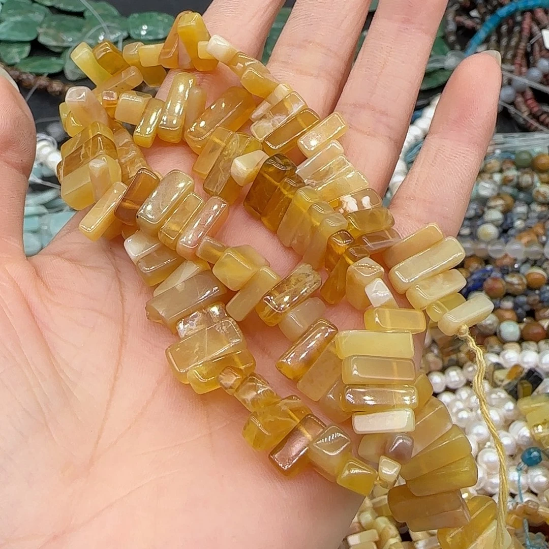 银***浪合金玛瑙/玉髓珠宝半成品01黄澳宝卡子一条