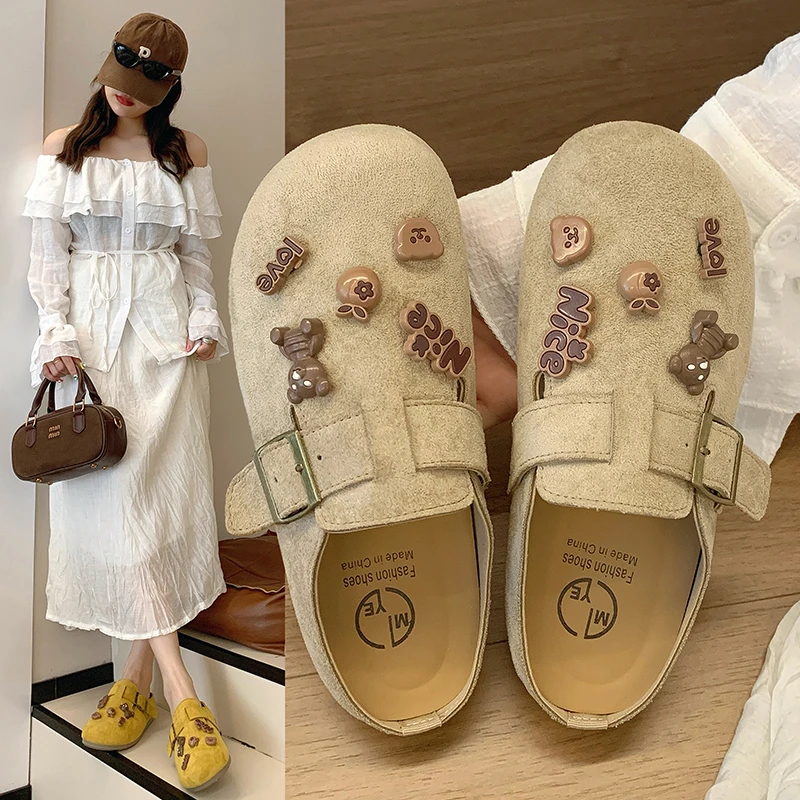 【壹柯精选】软底大头勃肯鞋女日常休闲卡通包头拖鞋一脚蹬外穿拖鞋