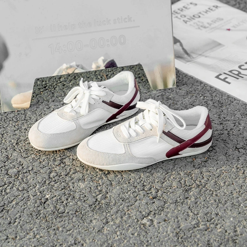 大婉酱微胖定制 法式复古德训鞋拼色透气舒适休闲老爹阿甘鞋女