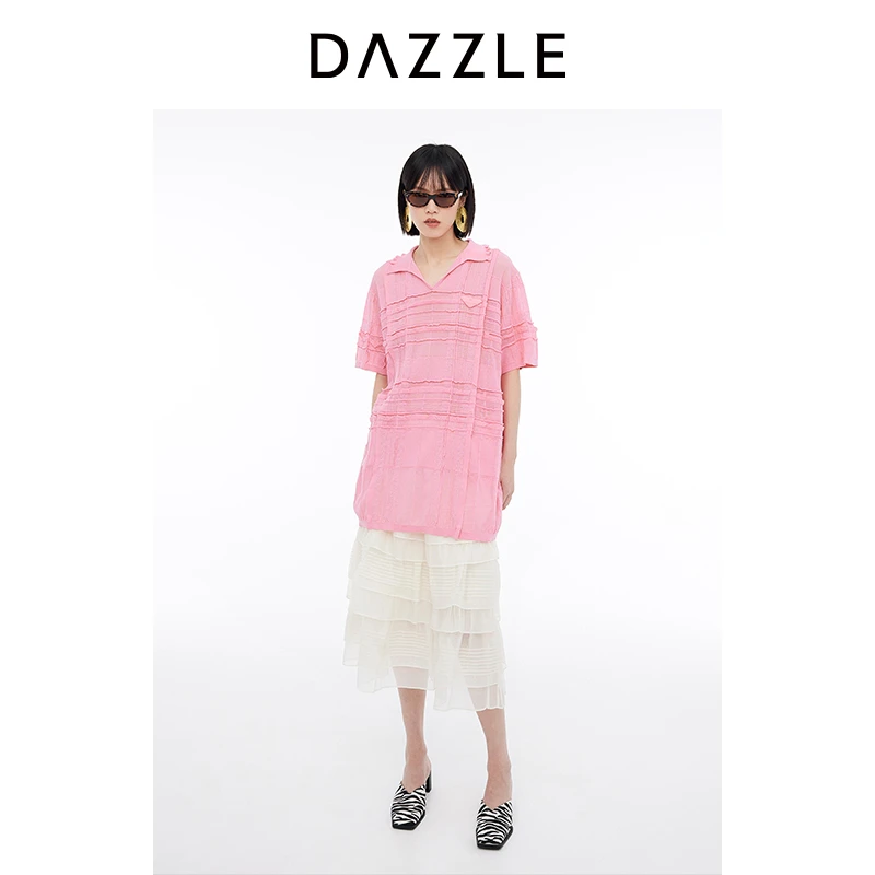 DAZZLE地素奥莱 连衣裙夏女装肌理针织毛衫短裙套装2I2E610