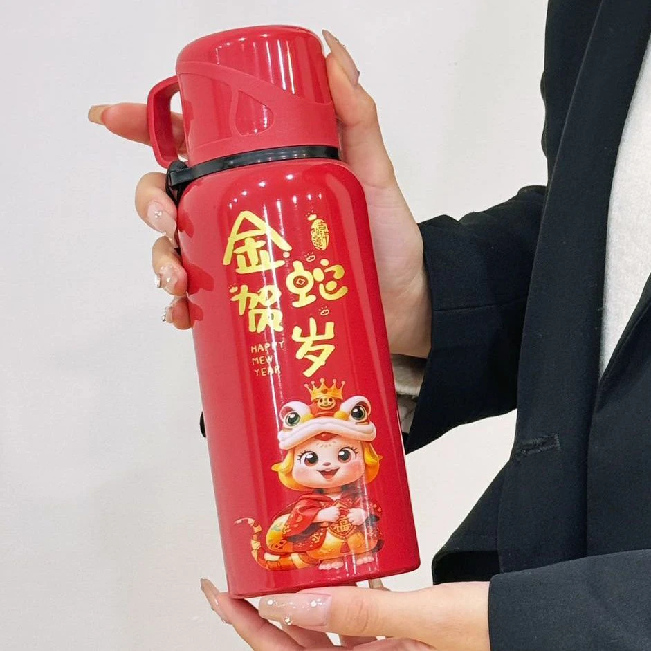国潮2025新年保温杯大容量水杯316不锈钢喜庆杯子春节伴手礼品杯