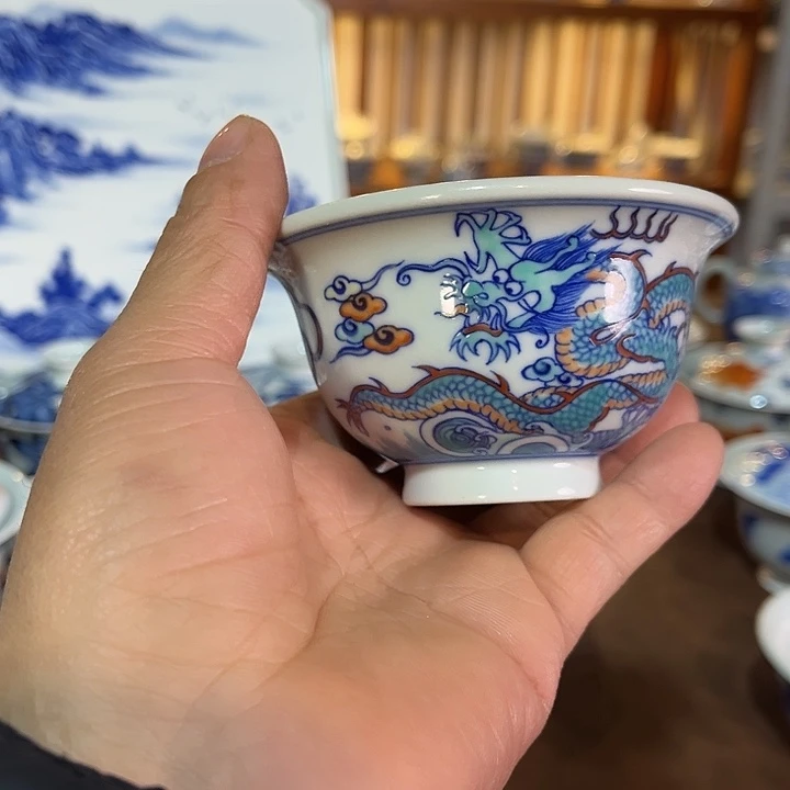 錡镇堂手工手绘盖碗