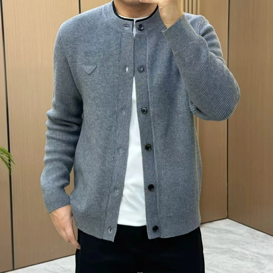 男士秋季新款绵羊毛长袖针织开衫79137F679纯色百搭休闲时尚潮流