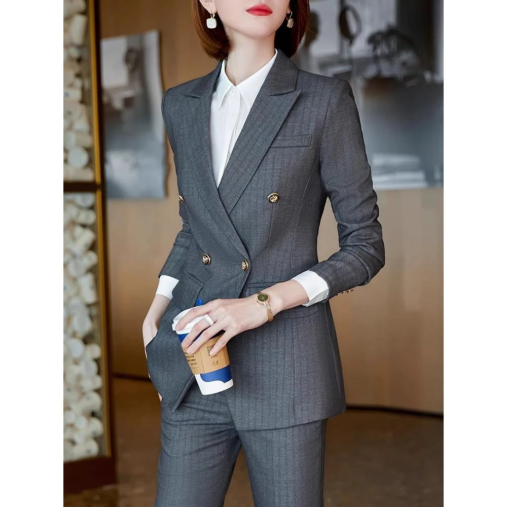灰色西装套装女职业气质女神范高端时尚正装高级感工作服西装外套