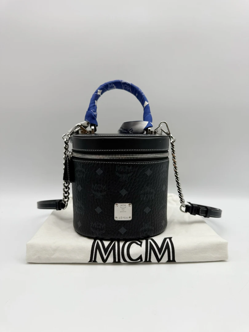 95新 MCM 黑色 发财桶、圆筒包 单肩斜挎包