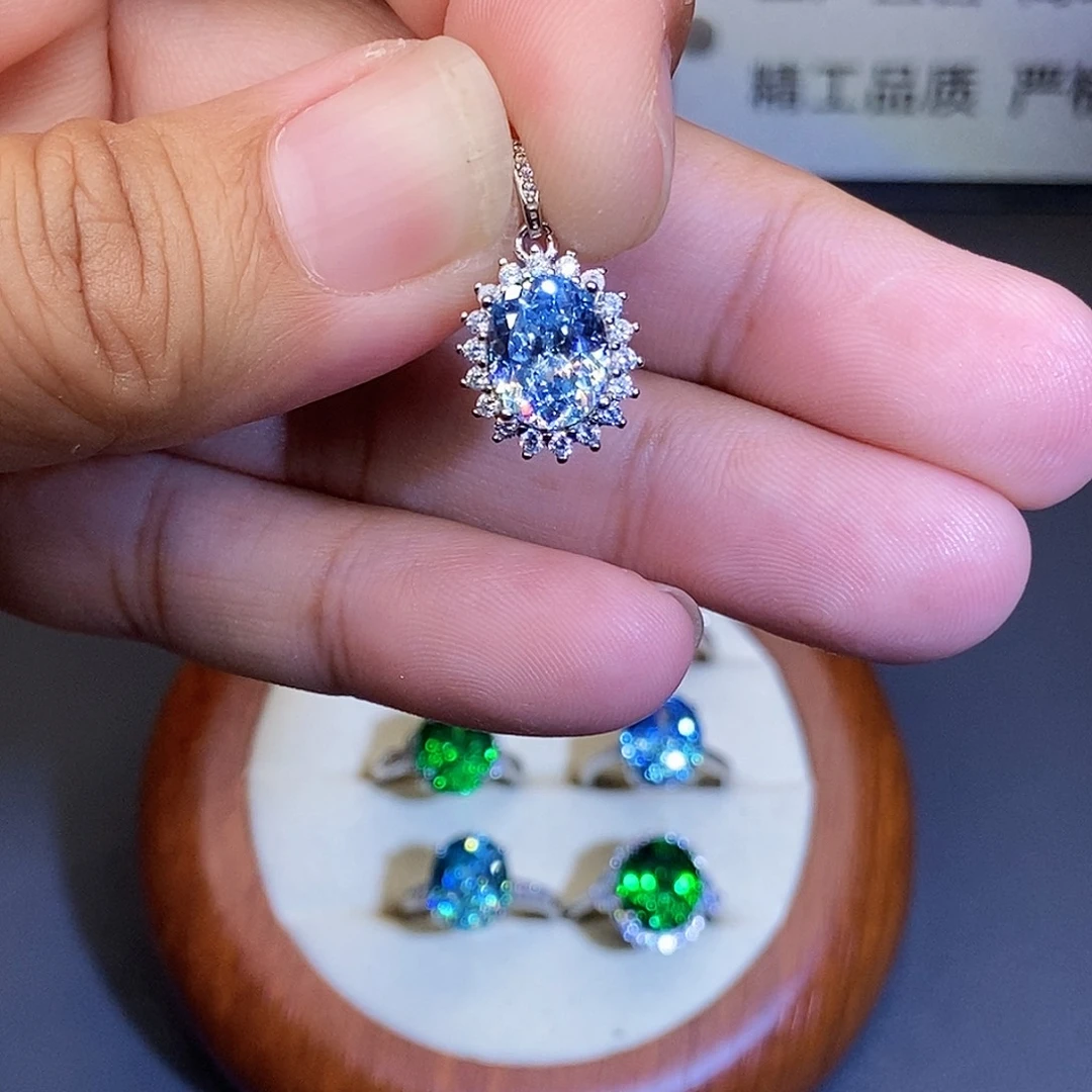 银S925镶嵌颈饰海蓝宝石