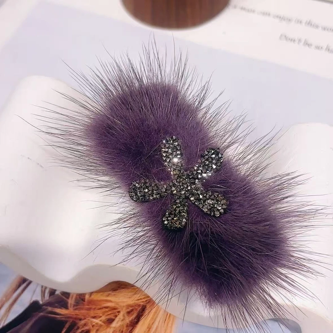 紫色毛毛钻钻BB夹