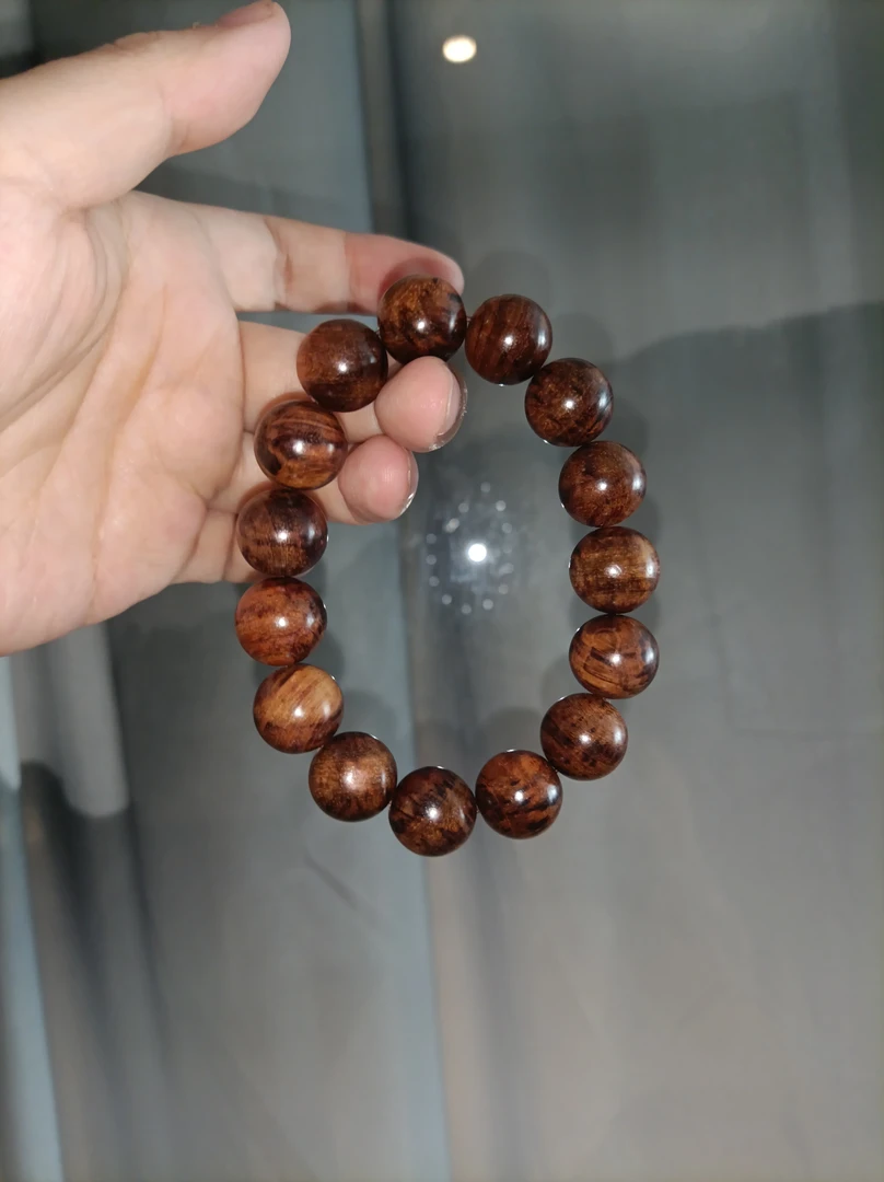 海南黄花梨野生树头老料1.5虎皮纹单圈手串7纹理清晰多样发货