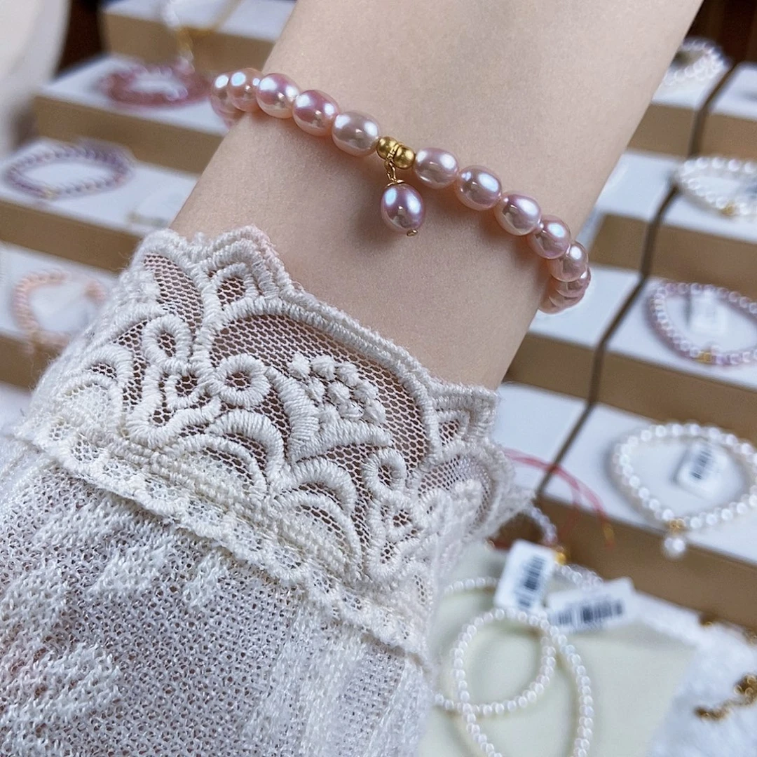 银S925镶嵌淡水珍珠手绳