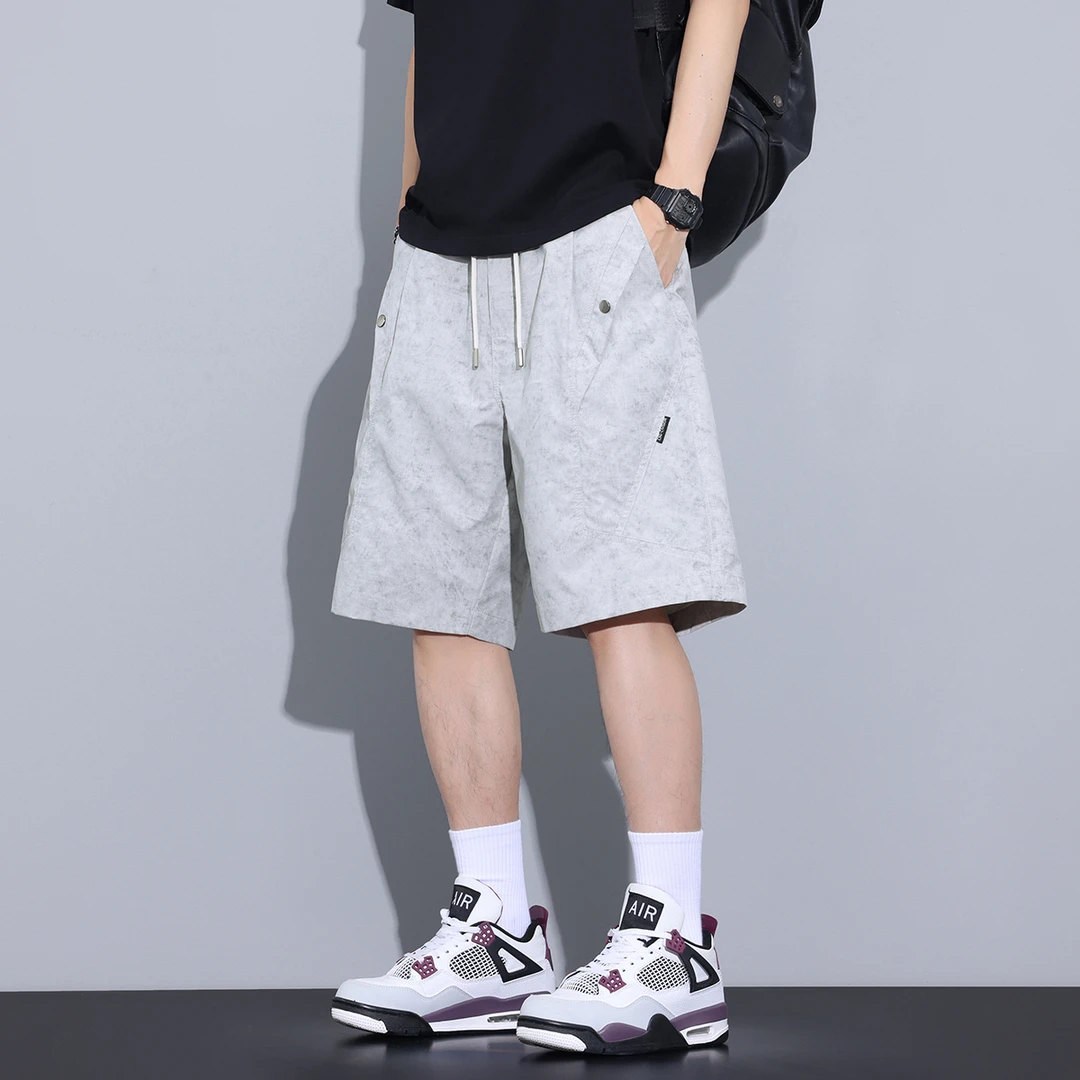 Kuvine2025美式潮流扎染五分裤男款夏季宽松休闲百搭运动速干短裤