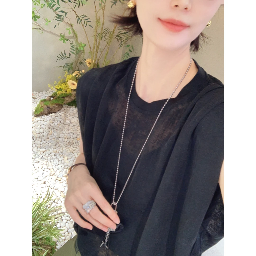 【骆小姐私服】设计感通勤风2025夏新时尚洋气无袖百搭显瘦背心小衫