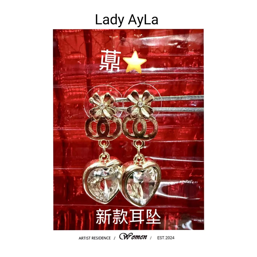 925银合成锆石耳饰 26S C 爱心 耳钉AL1055