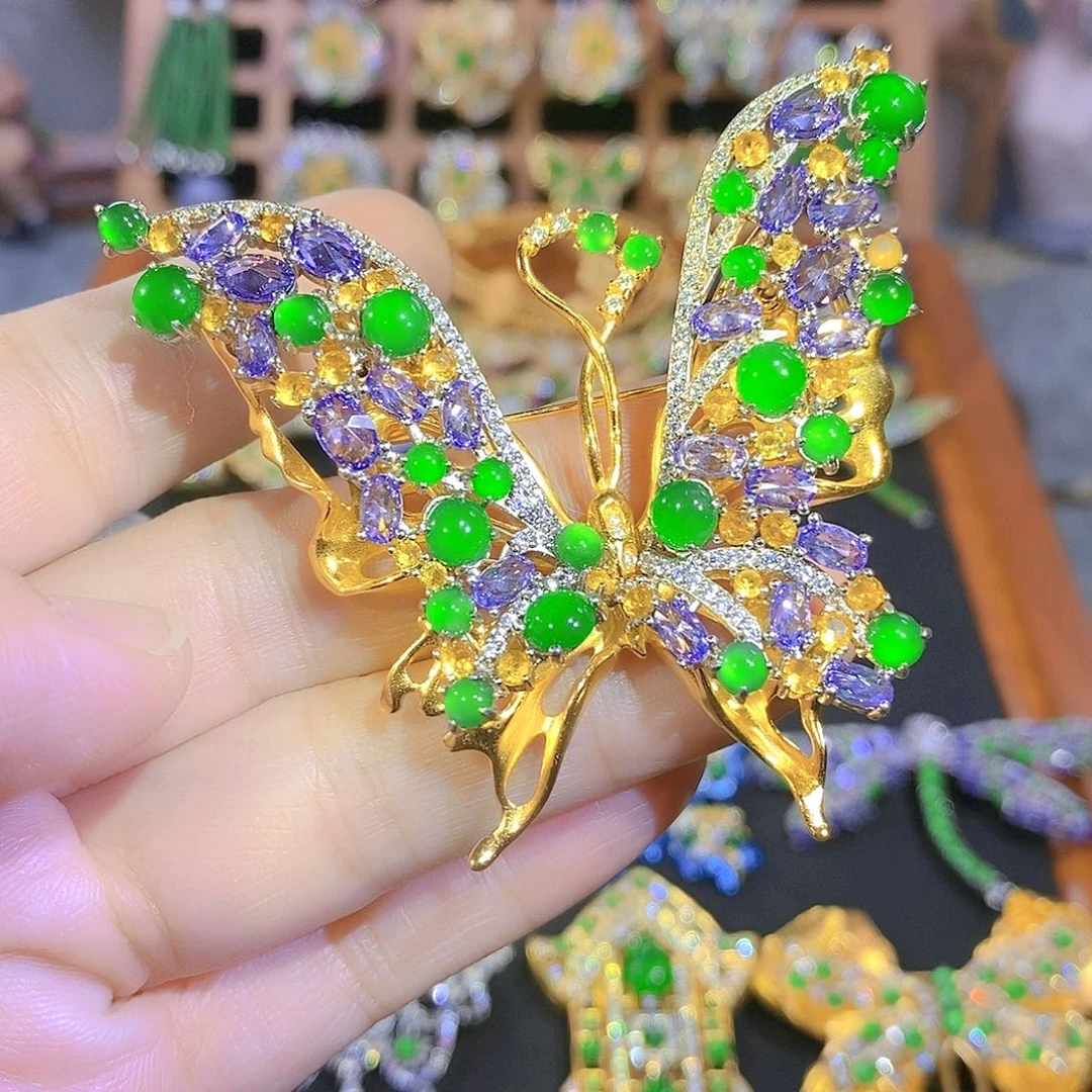 吊坠(不含链)银S925镶嵌翡翠