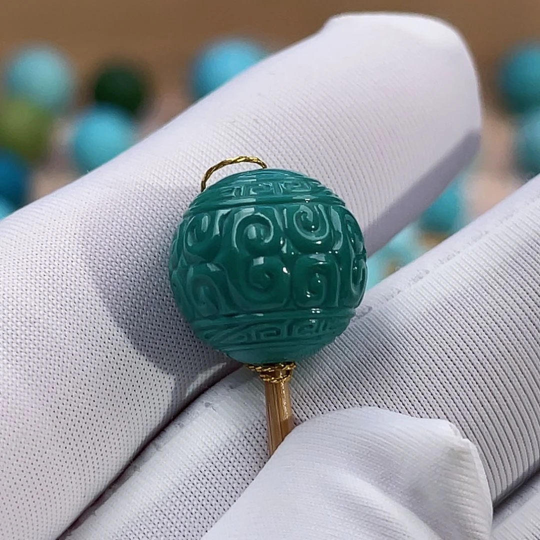 绿松石珠宝奇石未镶嵌12.9mm