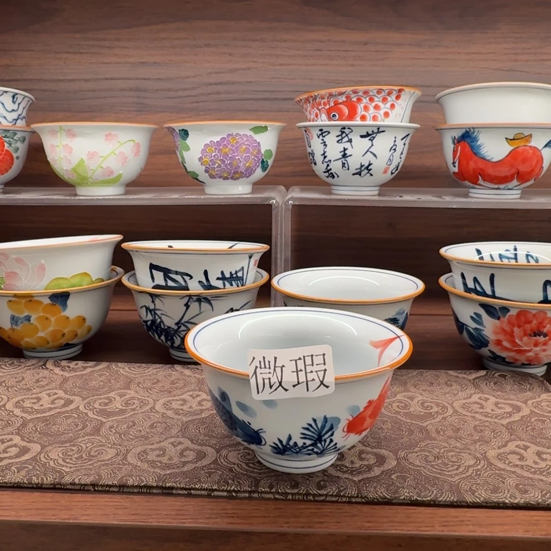 釉下手绘茶具微瑕