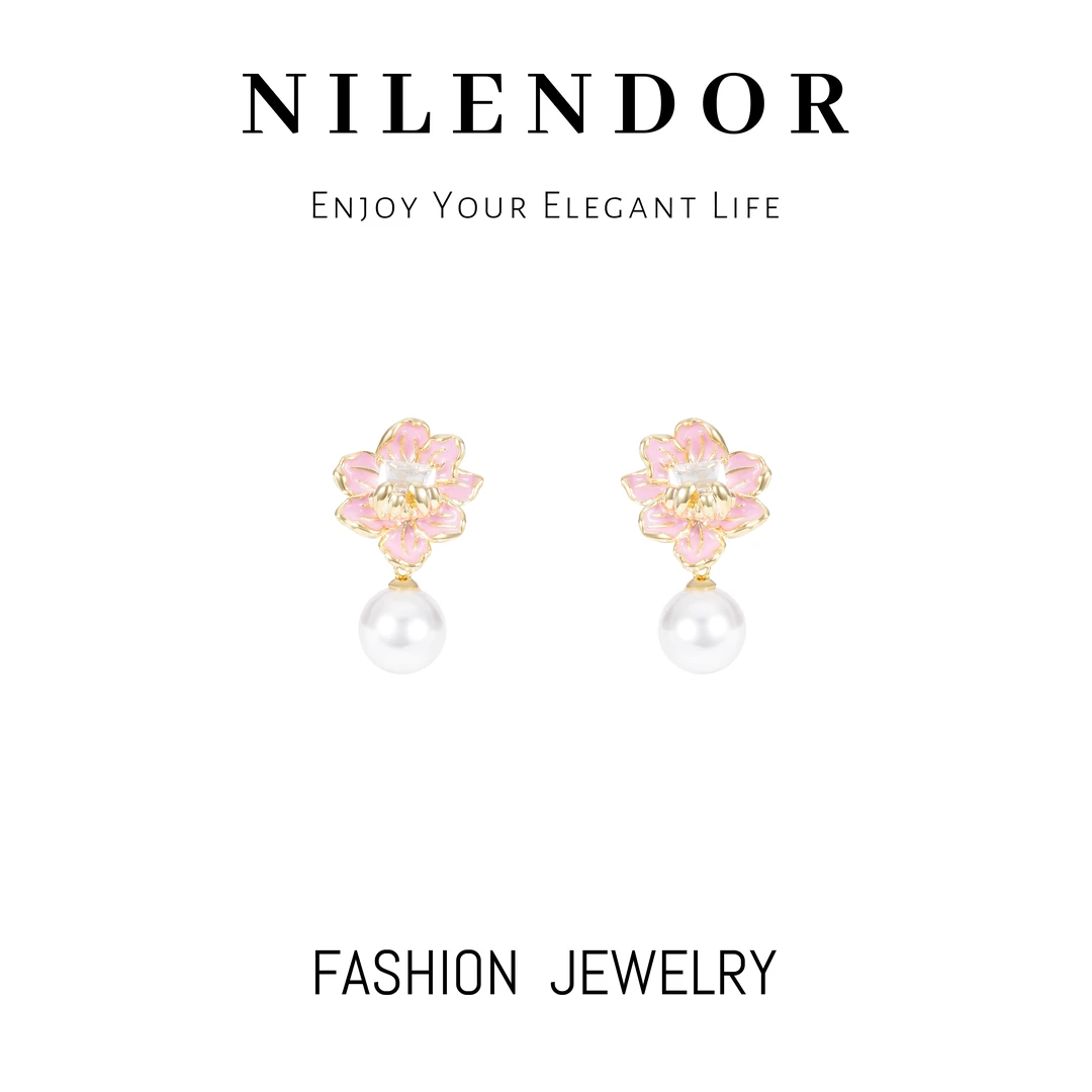 ES-129新款高级感樱花仿珍珠气质百搭耳环