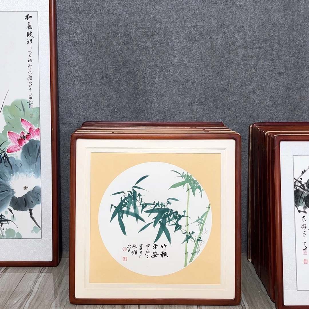 国画书画作品带框63×63