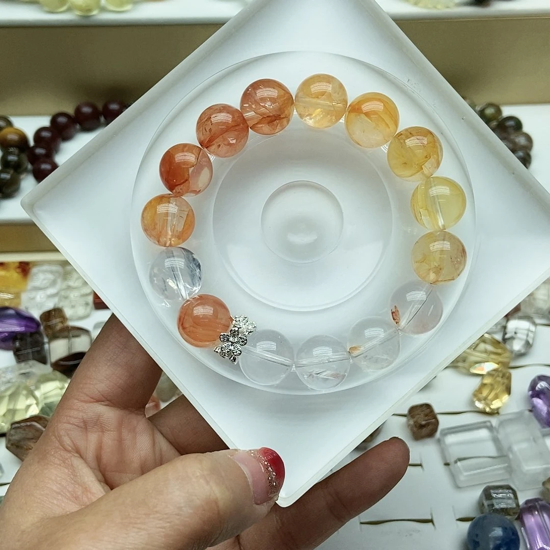 水晶手串未镶嵌艺****渐变胶花13➕