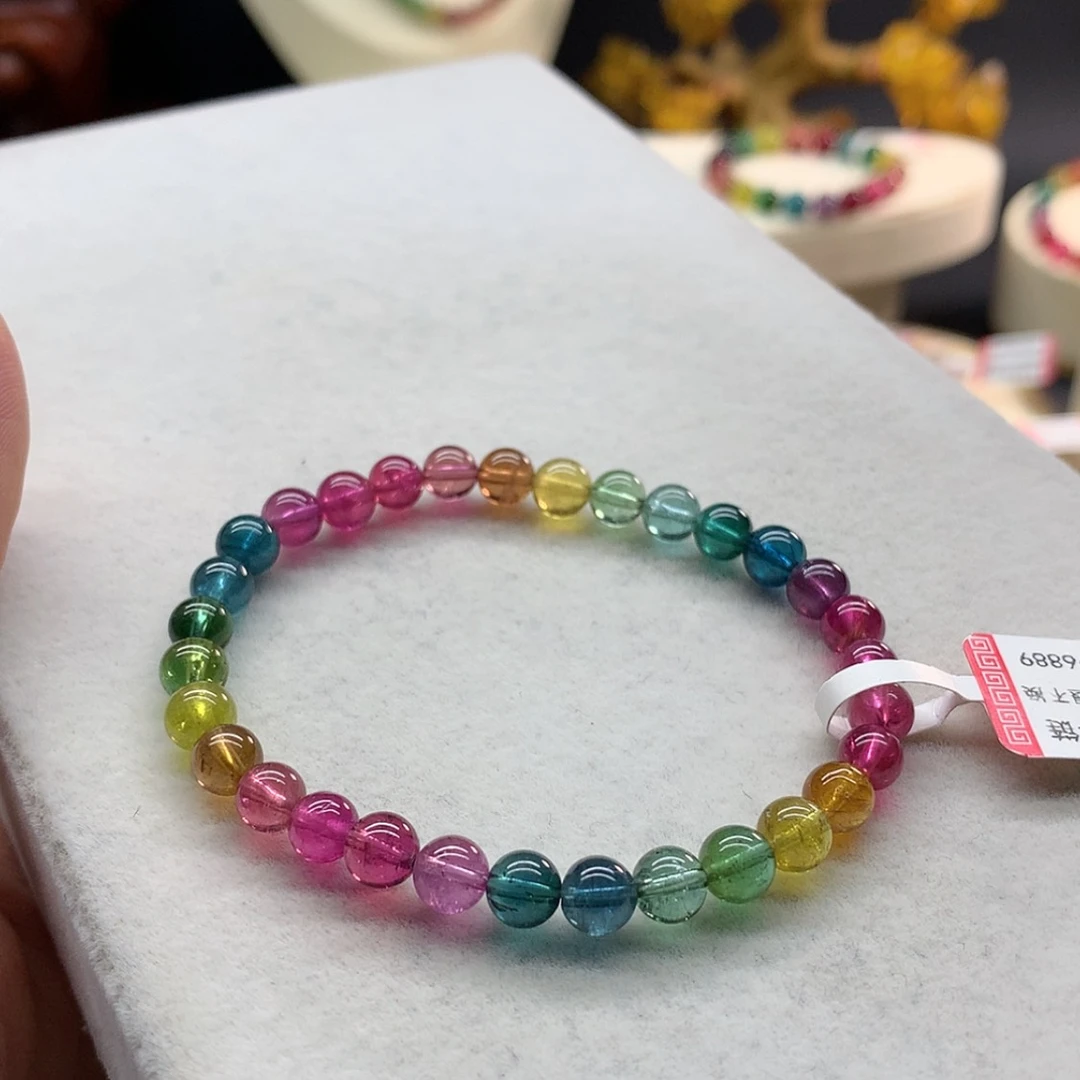 【闪购商品】未镶嵌手链碧玺彩虹色标单圈5.8