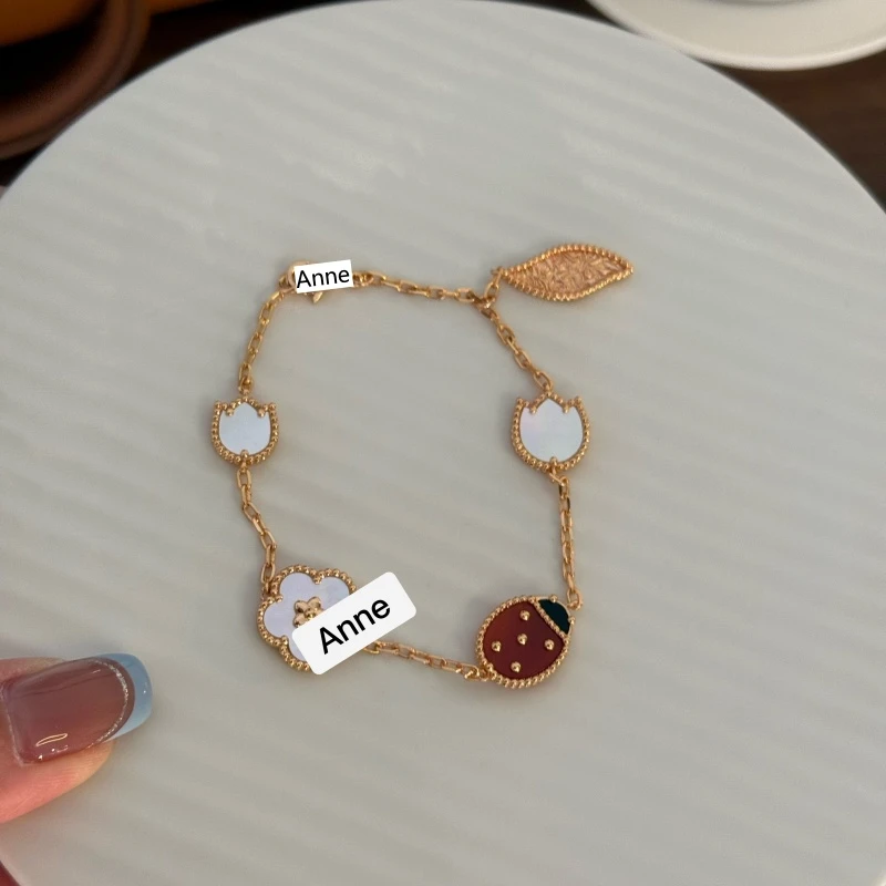 铜合金手链 幸运乱花七星瓢虫经典四叶草手链【S333】