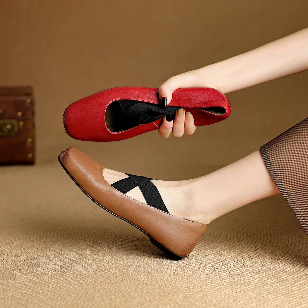 平底浅口单鞋女2025新款真皮时尚复古百搭休闲软底舒适玛丽珍女鞋