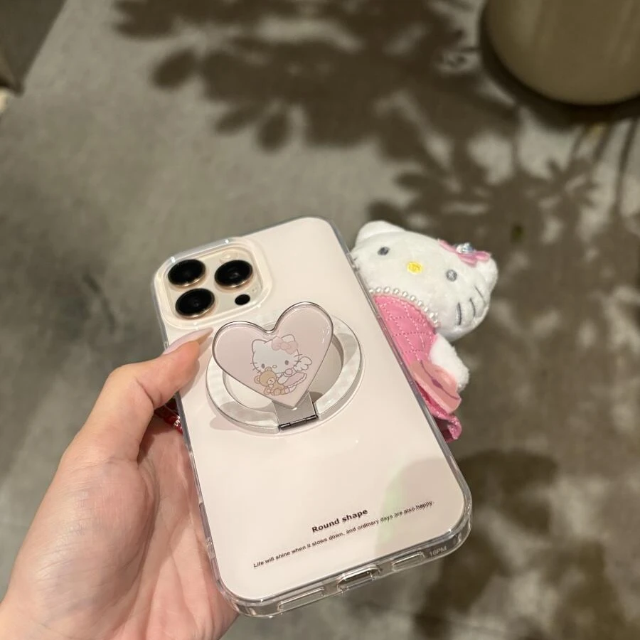 韩系少女粉爱心猫咪折叠磁吸适用苹果16promax手机壳15保护套1413