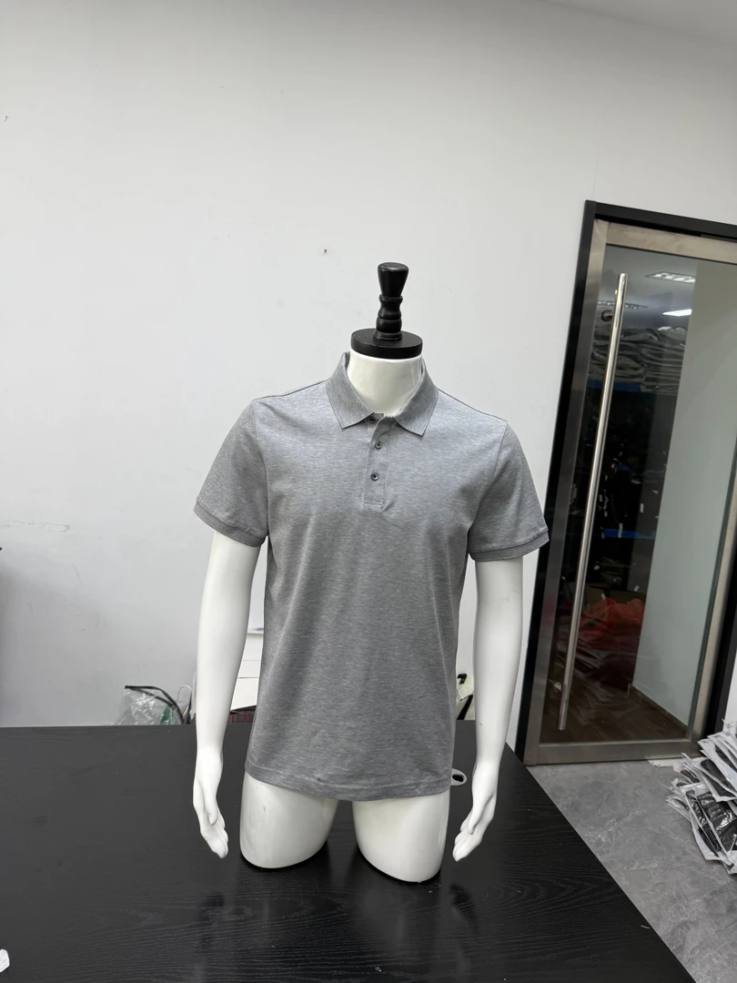 2371男士高品质夏季POLO衫时尚休闲修身灰色纯色商务翻领