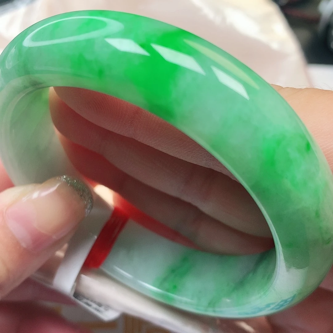 未镶嵌手镯翡翠缅甸纯天然A货翡翠高品质阳绿漏镯112号