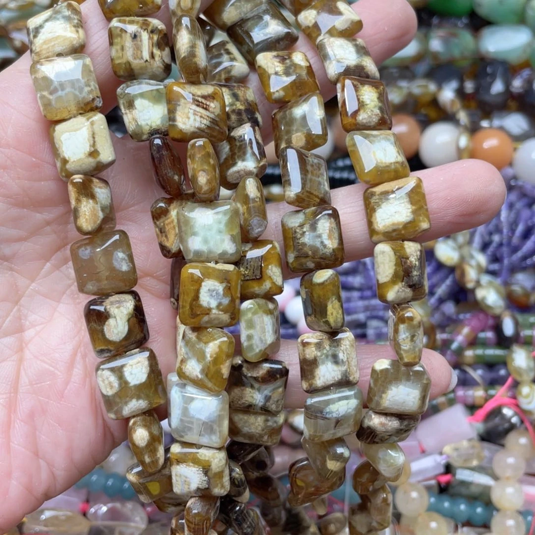 玛瑙/玉髓合金珠宝半成品一条12m火玛瑙片