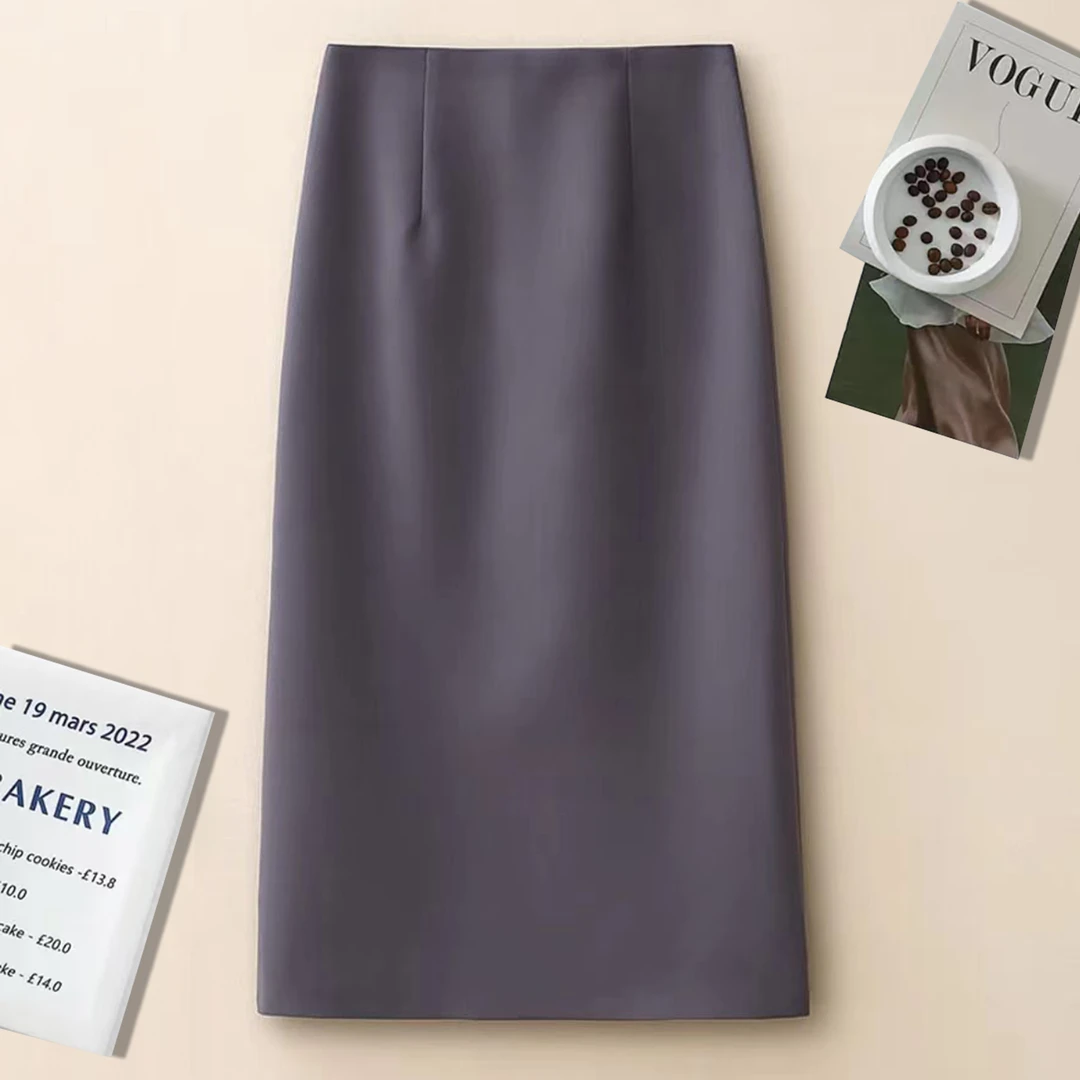 秋冬女士职业开叉女包臀高腰显瘦半身中长款时尚通勤半裙6D1026