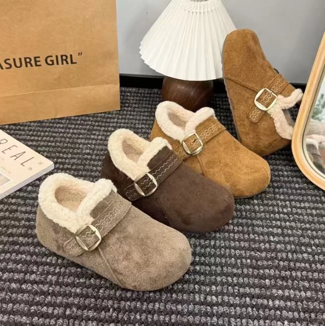 内增高厚底加绒勃肯鞋毛毛鞋女2025秋冬新款保暖雪地靴棉鞋L