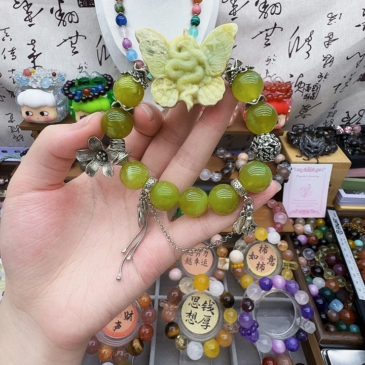 摆件银S925镶嵌水晶袖玉