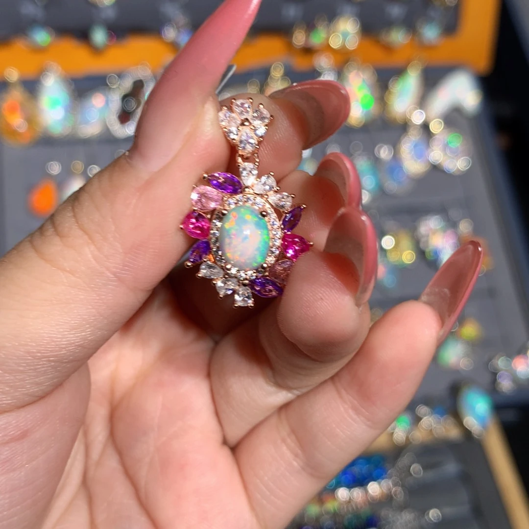 银S925镶嵌欧泊欧泊福利吊坠l