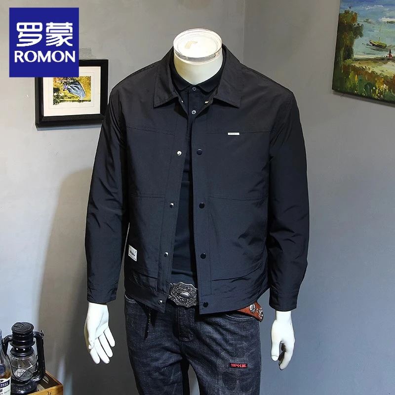 Romon/罗蒙2025年春秋新款男士外套夹克抗皱高档商务休闲翻领外套