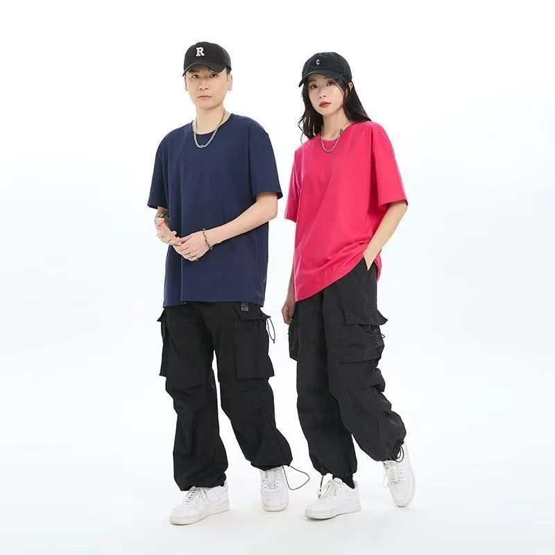 A036-A049新品夏季休闲韩版网红大码宽松纯棉男女同款短袖T恤