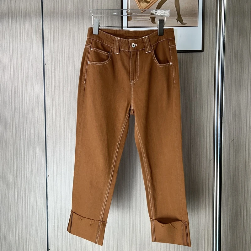 9023撤柜ATU牛仔裤宽松休闲显瘦新款复古哈伦直筒裤子