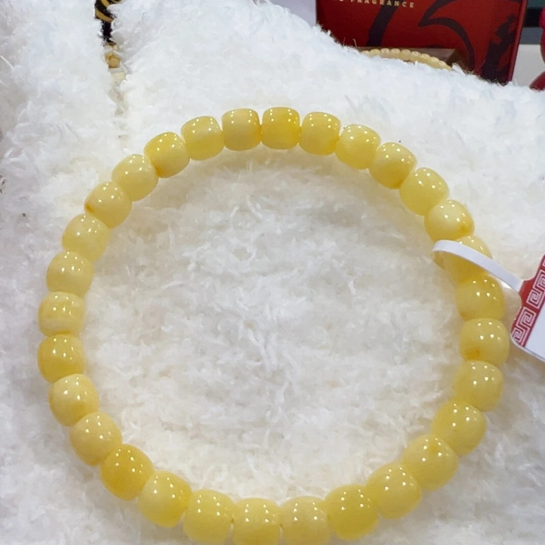 蜜蜡手链未镶嵌7m奶黄手串微瑕